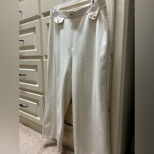 MICHAEL KORS Women's White Cropped Cotton Blend Pants Size L